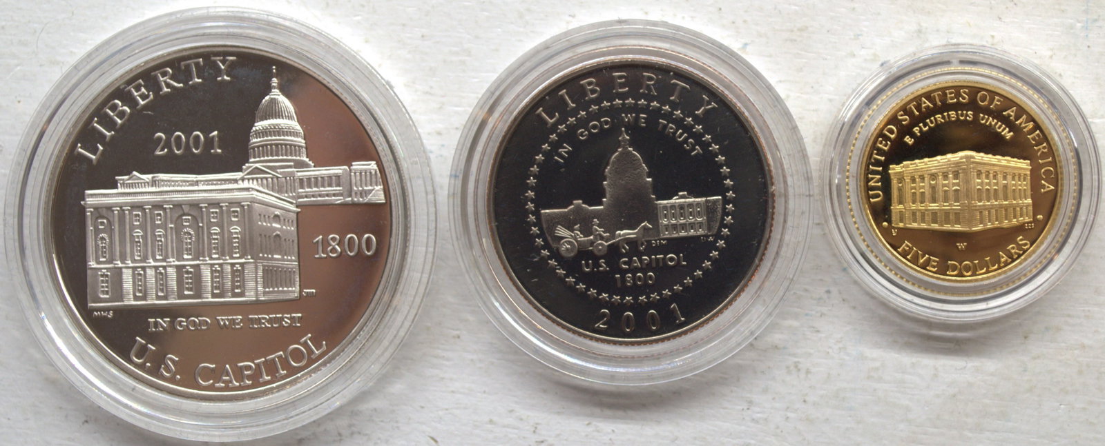 2001 U. S. Capital Visitor Center Commemorative Coin Program United States of America Mint Set of 3 (1 of 3)