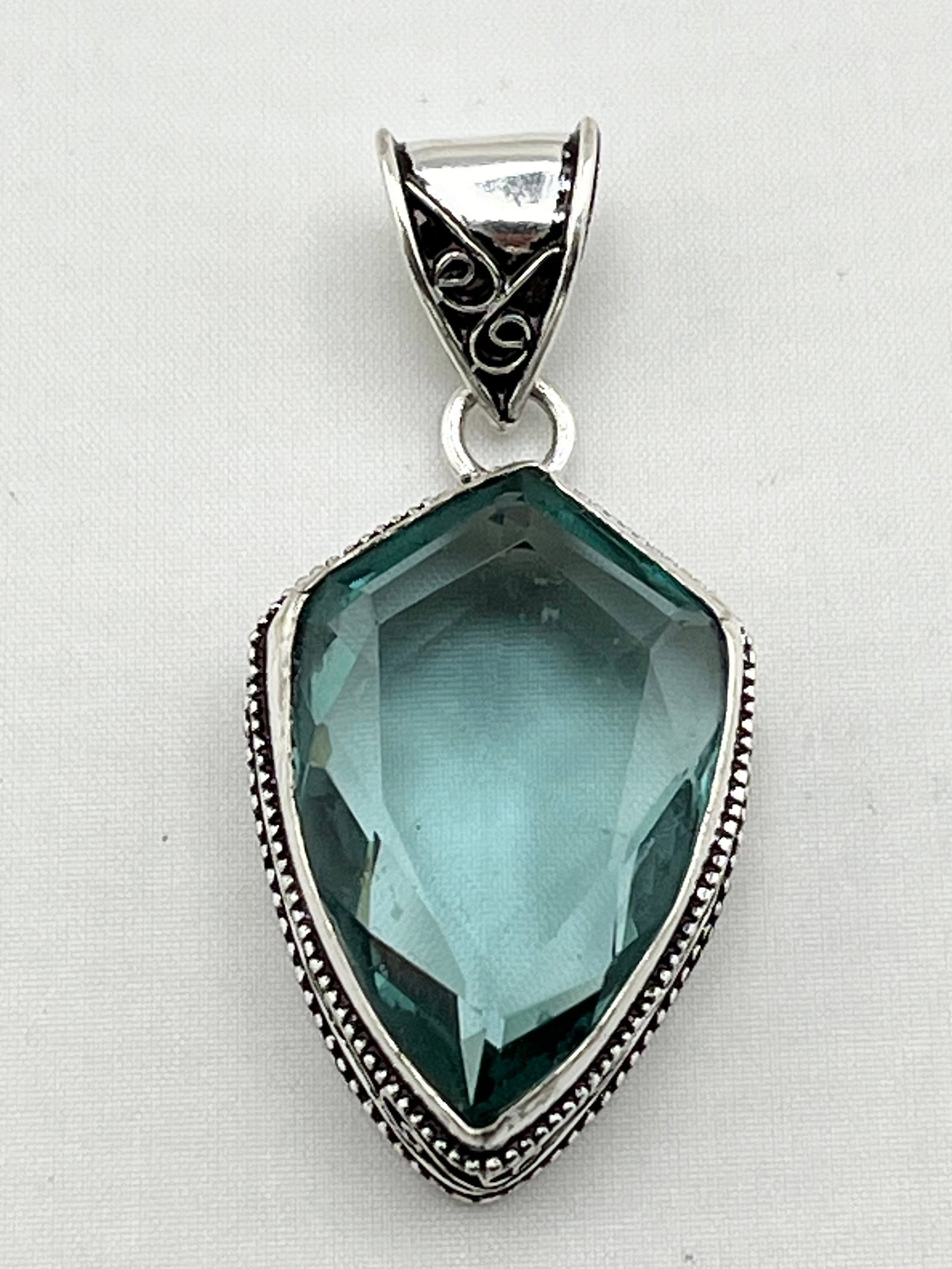 925 Sterling Silver Large Blue Stone With Ornate Setting Ring (1 of 5)