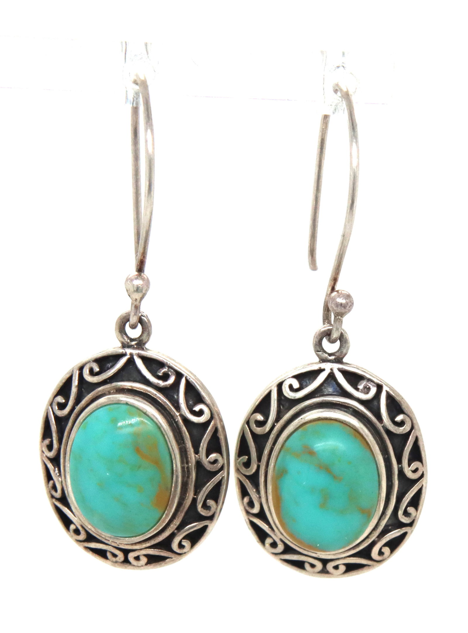 925 Sterling Silver CFJ Thai Turquoiser Damgle Earrings (1 of 4)