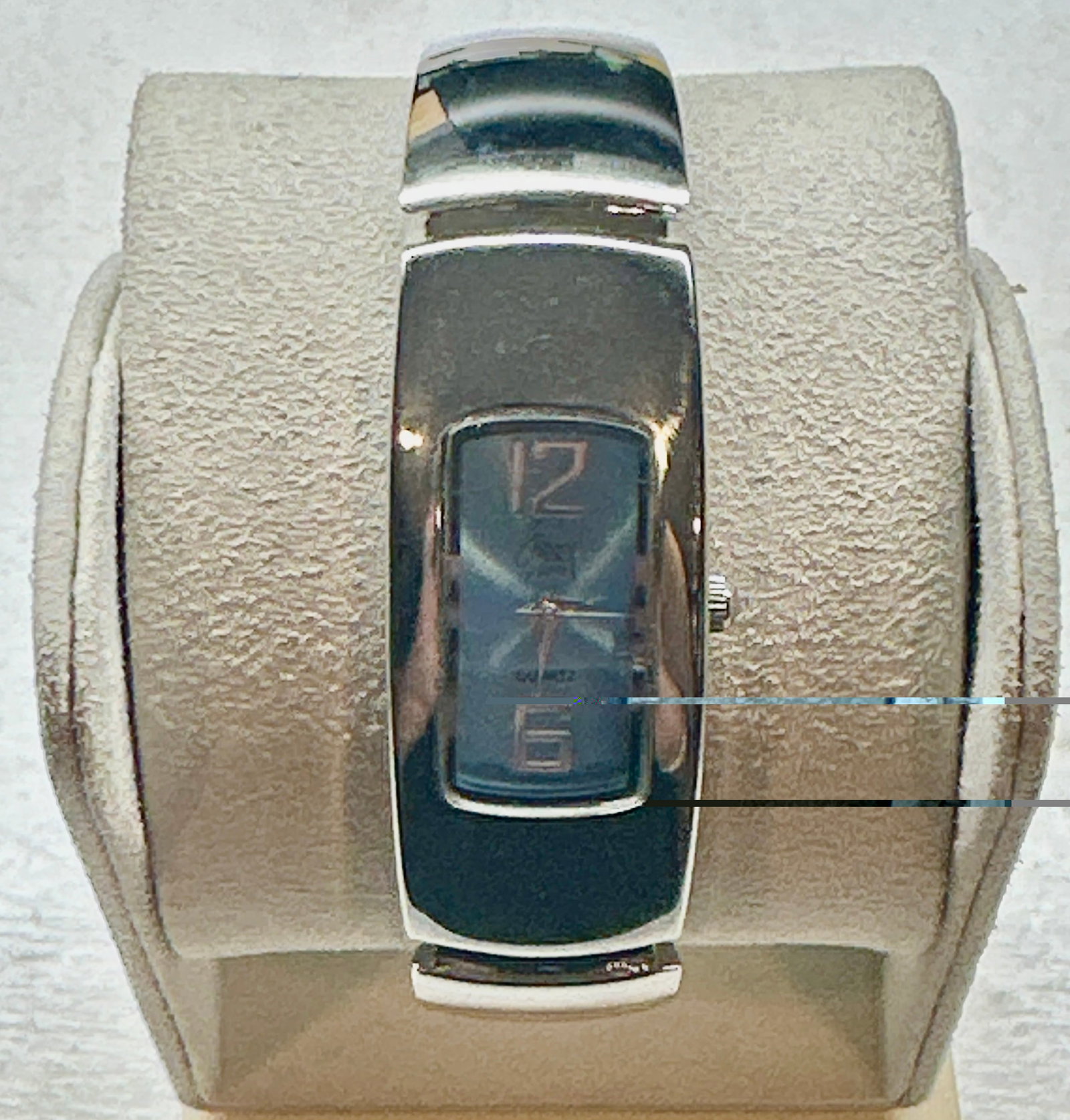 Modern Stainless Steel Blue Dial Cuff Watch Sleek Contemporary Design