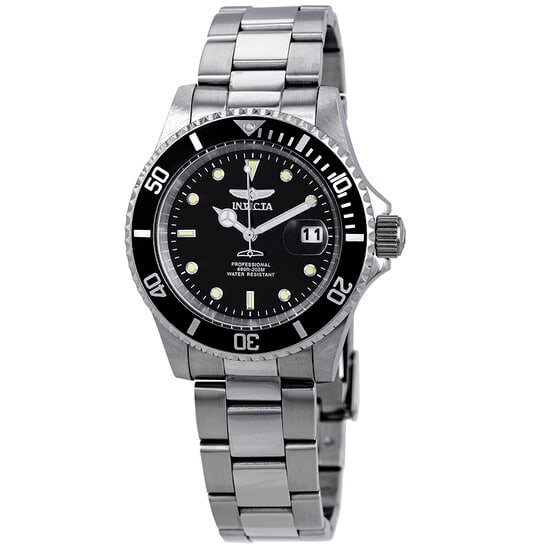 Invicta Pro Diver Men's Stainless Steel Watch ? Black Dial, Silver-Tone Bracelet, 200M Water Resista (1 of 3)