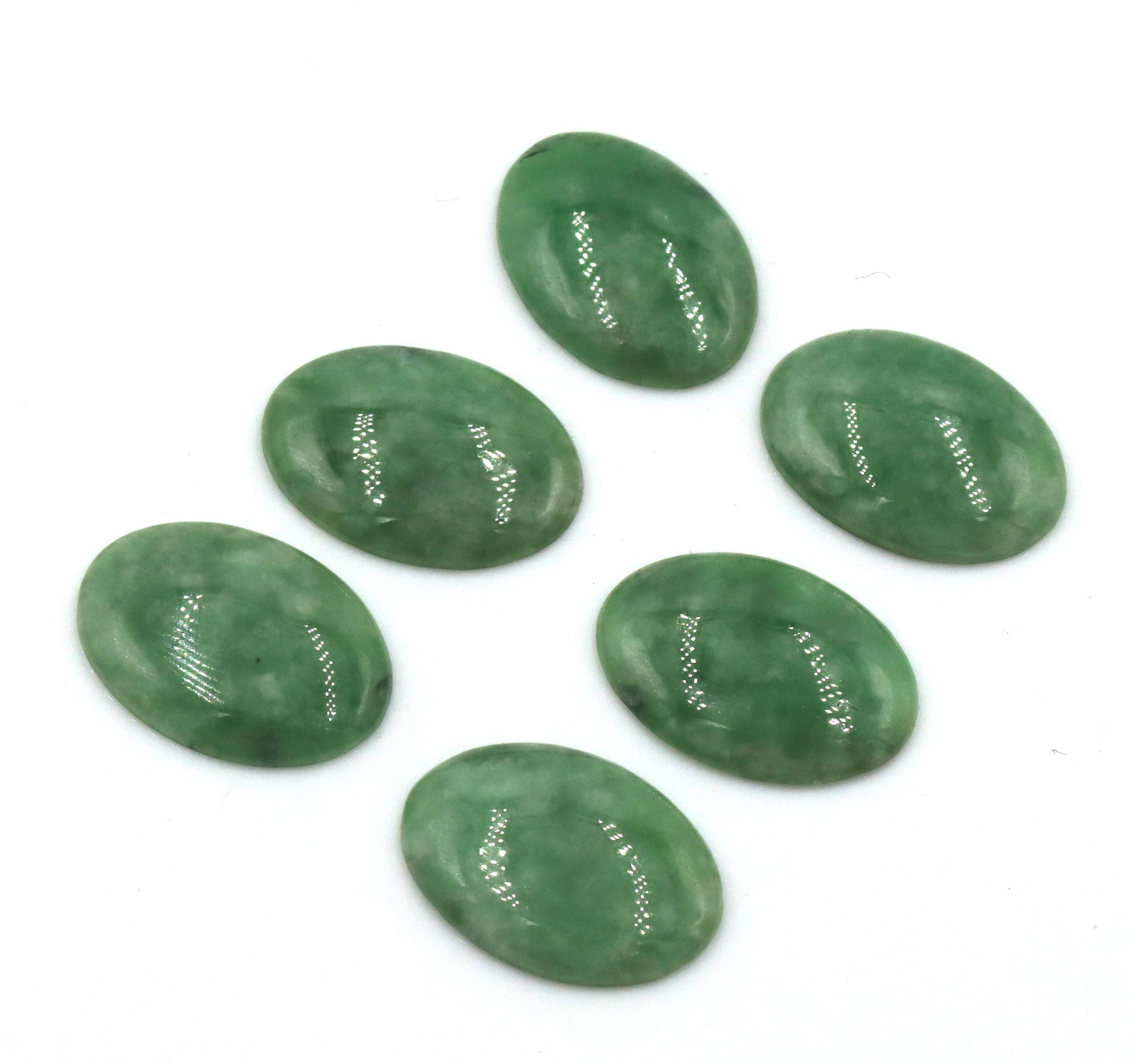 Group lot of 6 oval Jade loose gemstones (1 of 2)