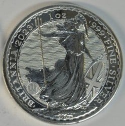 2023 Great Britain Britannia 1 oz Silver Coin Superb Gem BU .999 Fine Silver: 2023 Great Britain Britannia Silver Coin, struck in 1 Troy ounce of .999 fine silver and presented in Superb Gem Brilliant Uncirculated (BU) condition. This coin displays sharp detail, strong luster, 