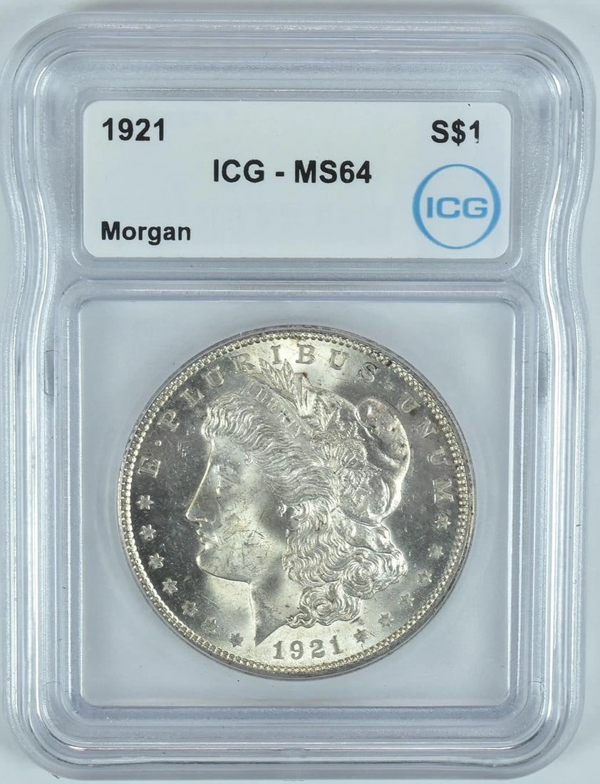 1921 Morgan Silver Dollar ICG MS64 Brilliant Uncirculated, Strong Luster (1 of 2)
