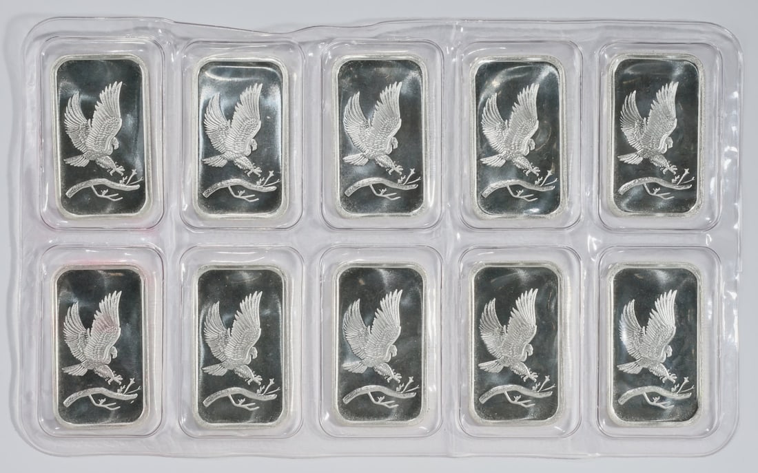 ND Silver 1 oz Private Mint Ingot Bars (10-Piece Strip) 9.99 oz ASW (1 of 2)