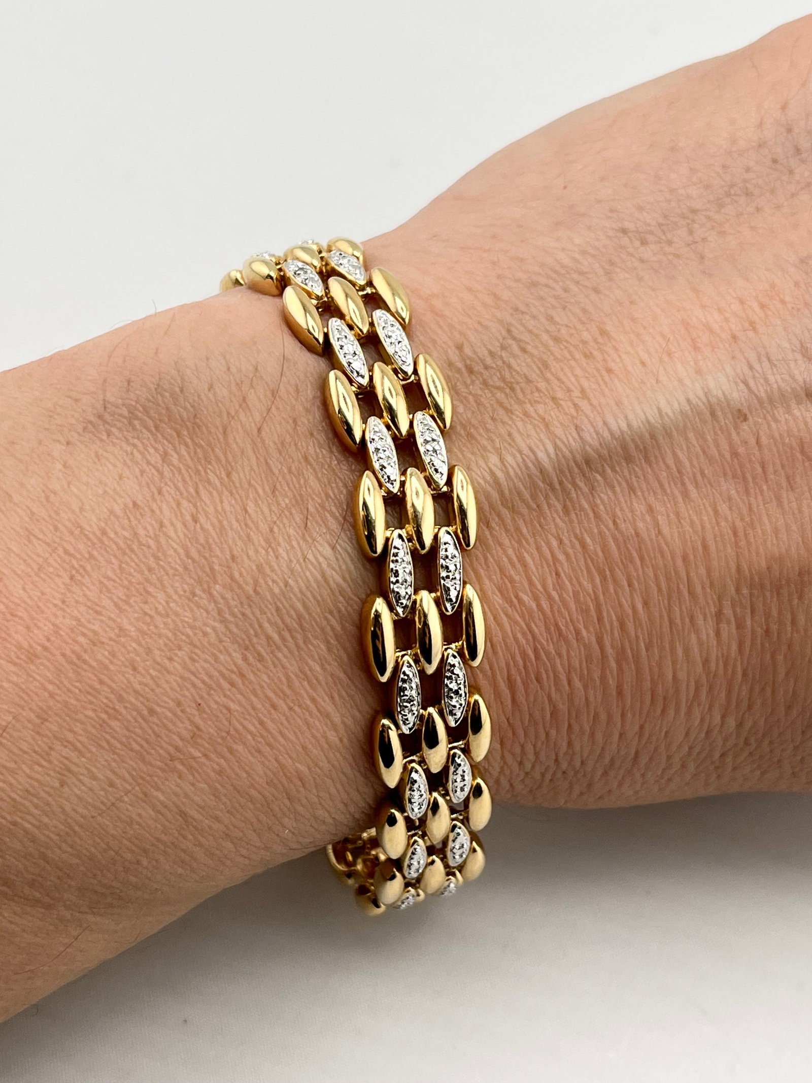925 Gold tone Sterling Silver Ross- Simons Style With CZ Accent Bracelet (1 of 6)