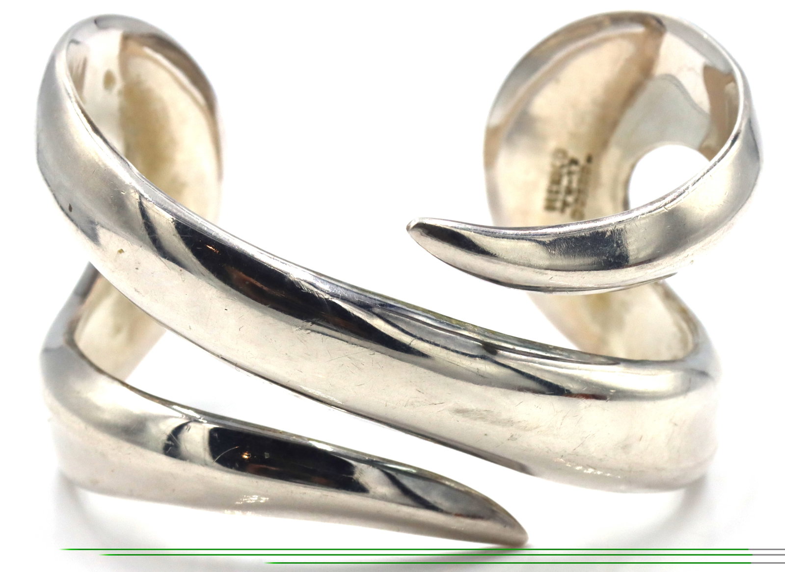 925 Sterling silver Mexico signed cuff bangle - 2