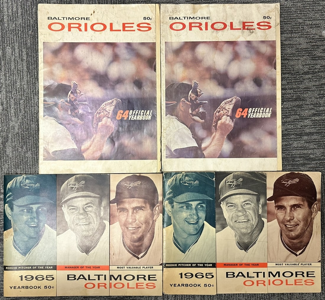Vintage Baltimore Orioles Official Yearbook Lot (1964 & 1965) ? Two Copies Each ? MLB Baseball Memor (1 of 2)
