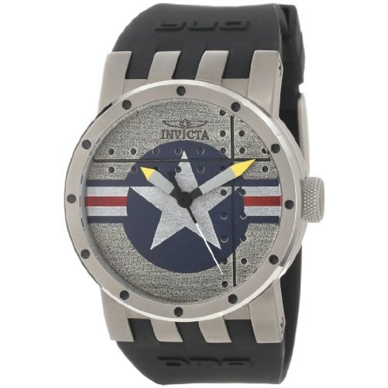 Invicta DNA Titanium Men's Watch with Silver Dial and Black Silicone Strap: Bold and lightweight, this Invicta DNA men's watch combines rugged titanium construction with a sporty diver-inspired design. The round 46mm titanium case is paired with a durable black professional
