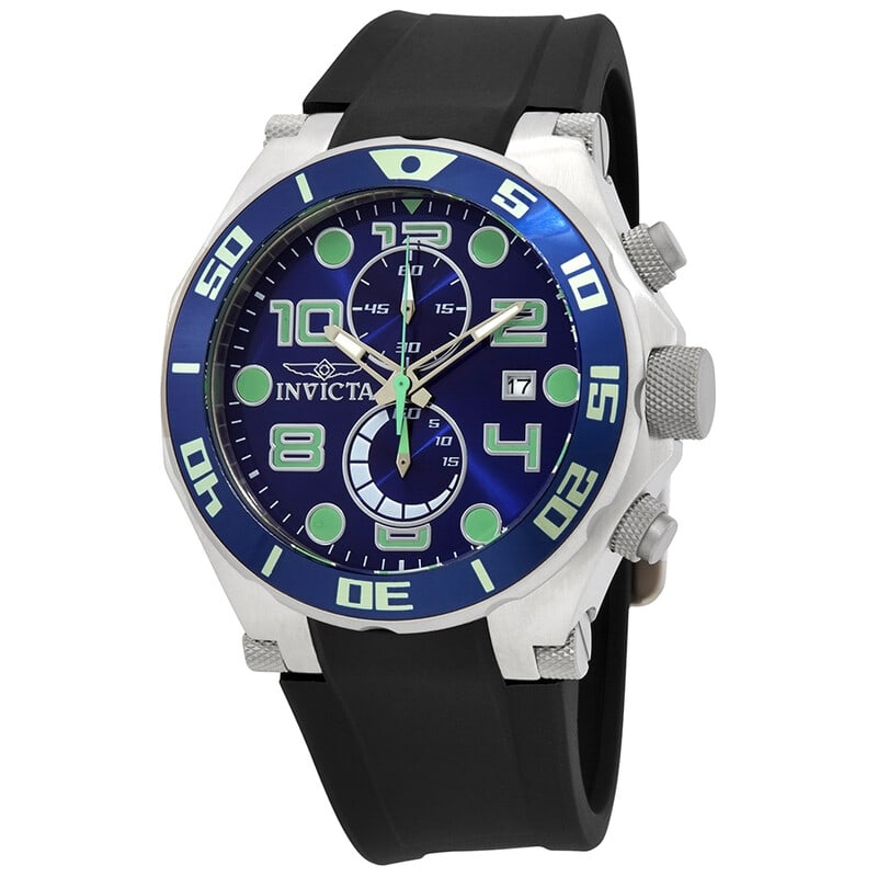Invicta Pro Diver Chronograph Blue Dial Black Strap Men's Watch (1 of 3)