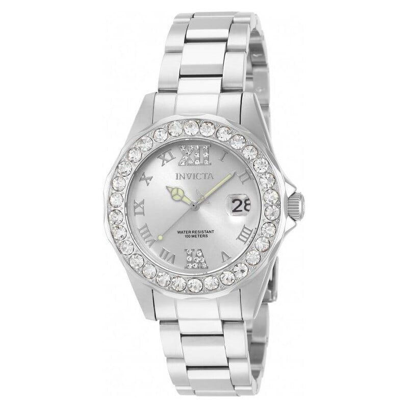 Invicta Pro Diver Silver Dial Crystal Bezel Stainless Steel Women?s Watch (1 of 2)