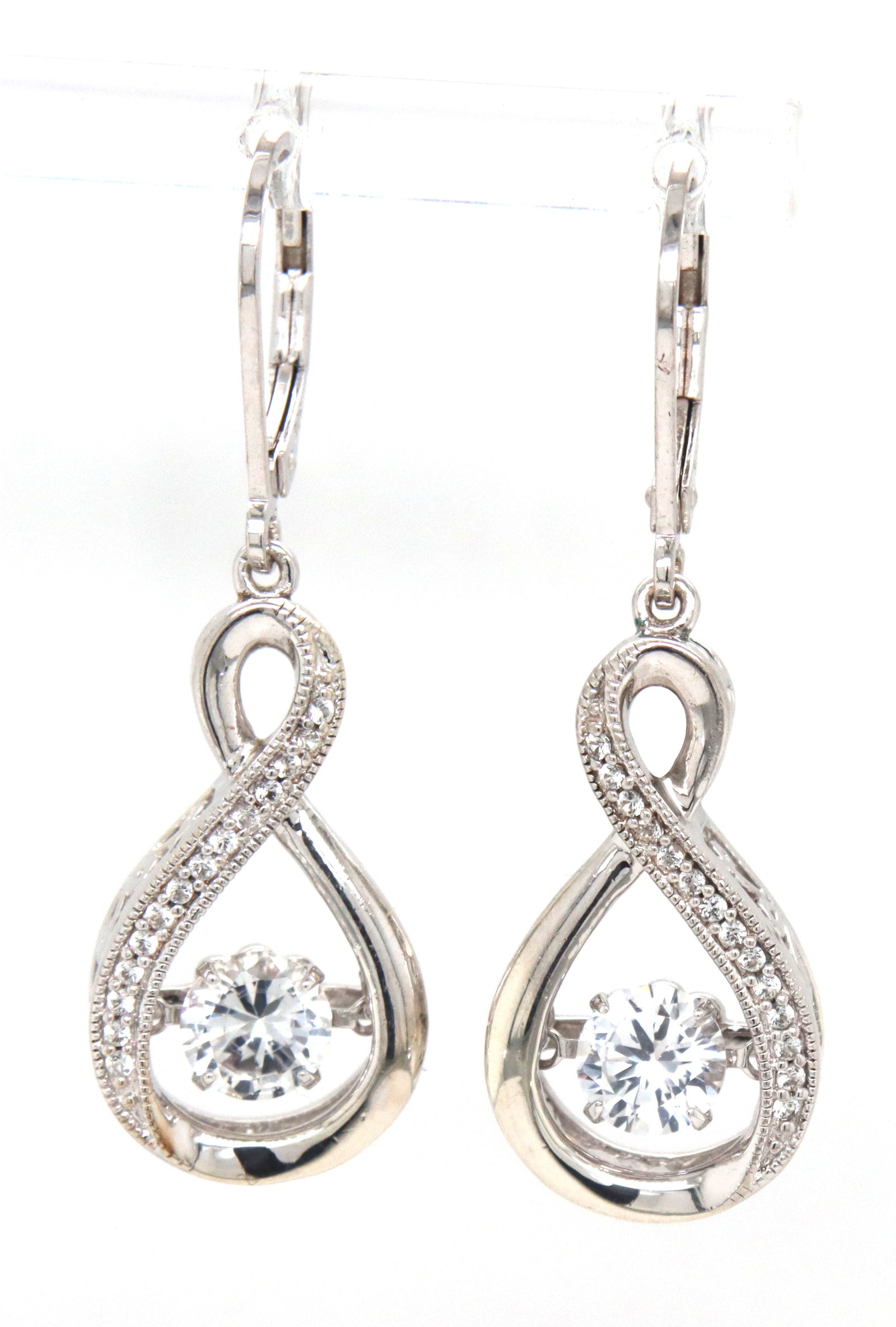 925 Sterling silver cubic zirconia dangle earrings (1 of 4)