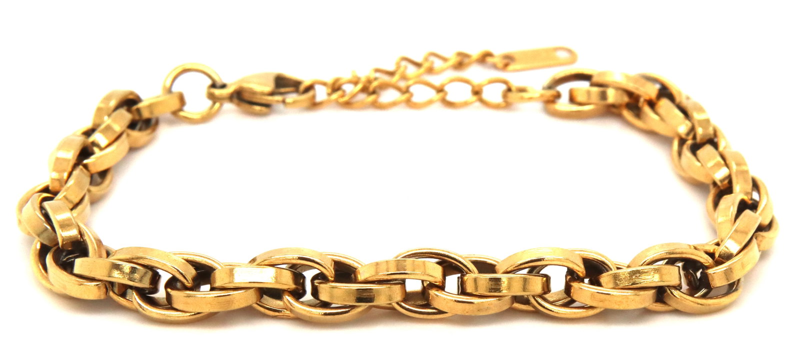 Stainless steel adjustable bracelet: Stainless steel adjustable 7-8-inches bracelet. The total weight of the bracelet is 15.3 grams.