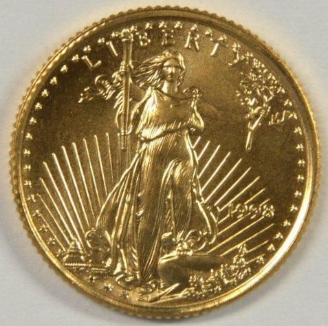 1998 $5 American Gold Eagle Coin | 1/10 oz Fine Gold Brilliant Uncirculated (Approx. MS-65) (1 of 2)