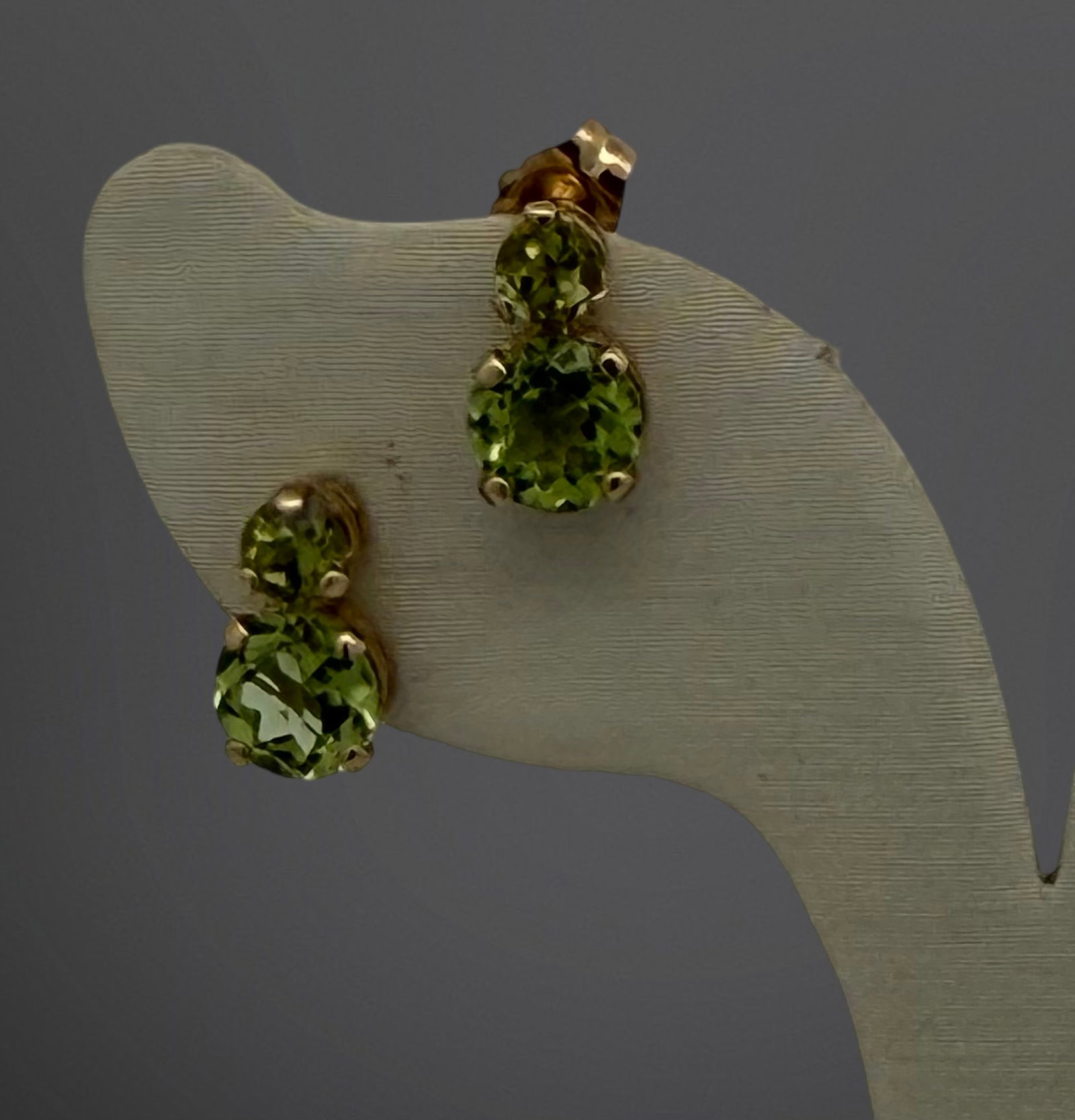Double Peridot stud earrings in 14kt Yellow gold