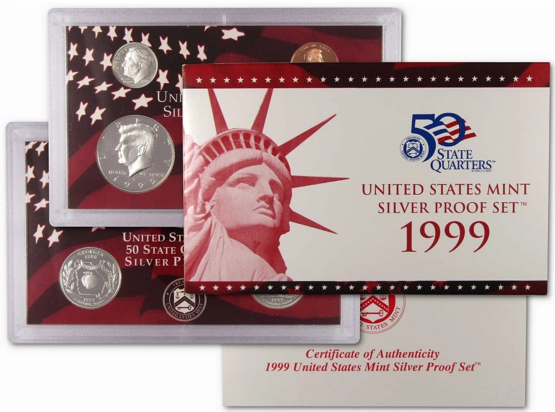 1999 United States 9-Piece Silver Proof Set Original Box & COA U.S. Mint Issued (1 of 2)