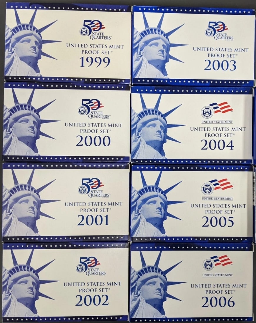 1999–2006 Original Mint Packaging Complete Run of 8 U.S. Proof Sets (1 of 2)