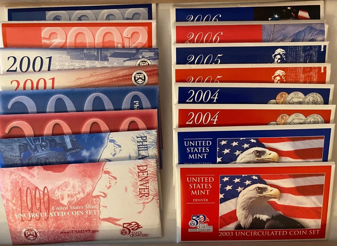 1999–2006 Original Packaging & COA Complete Run of 8 Modern U.S. Mint Sets (1 of 2)
