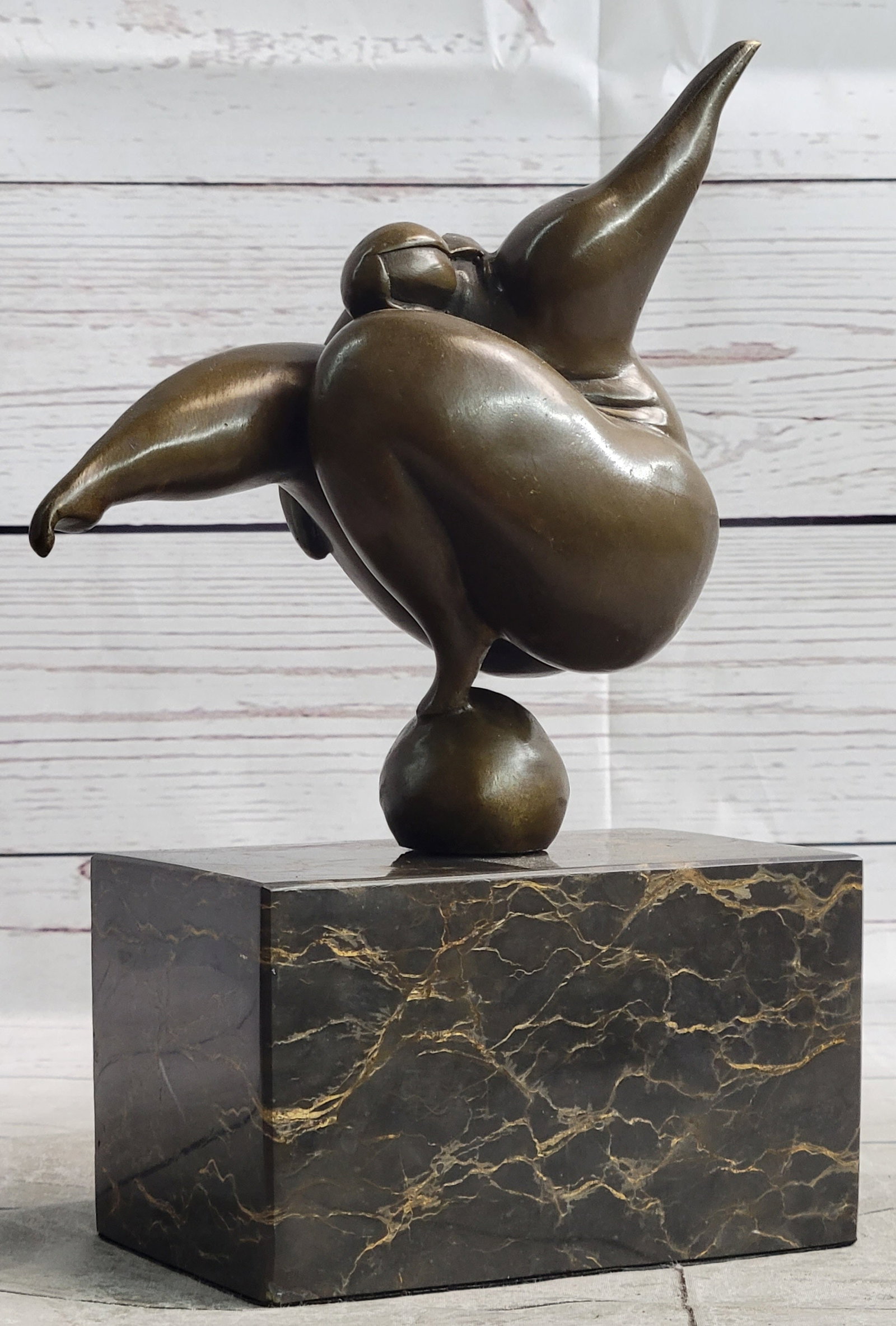 Modern Bronze Statue: Abstract Casting with Gorgeous Patina This is a piece to fall in love with and keep forever. Dimensions: Height 11 X Width 7 inches. Weight: 7 LBS.