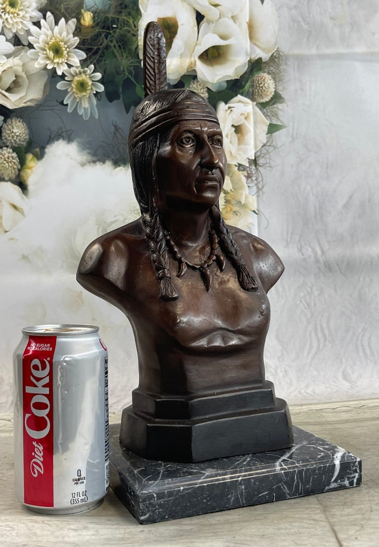 Chief Bust Bronze Sculpture - 2