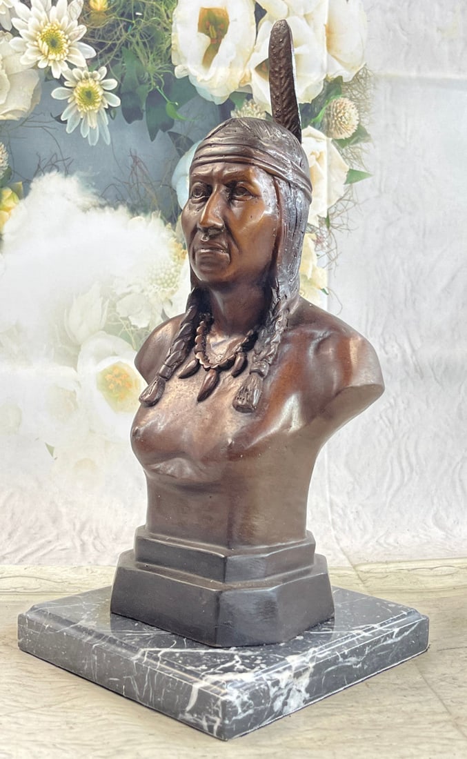 Chief Bust Bronze Sculpture - 3
