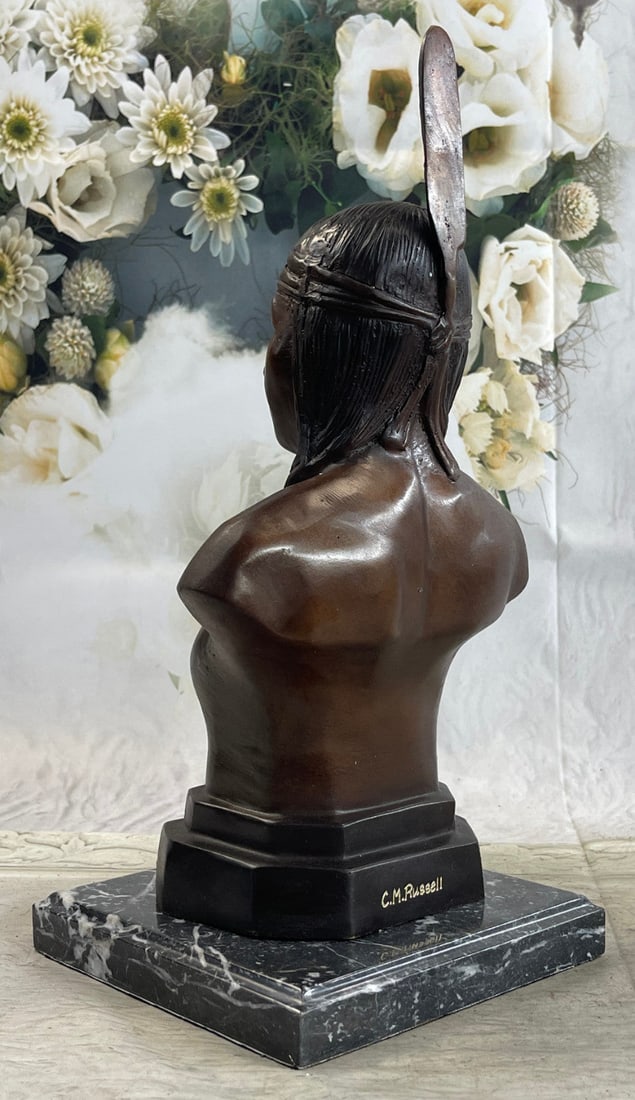 Chief Bust Bronze Sculpture - 4