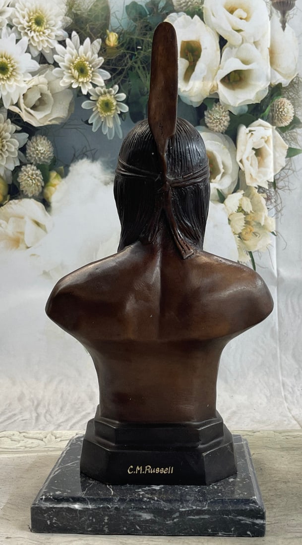 Chief Bust Bronze Sculpture - 5