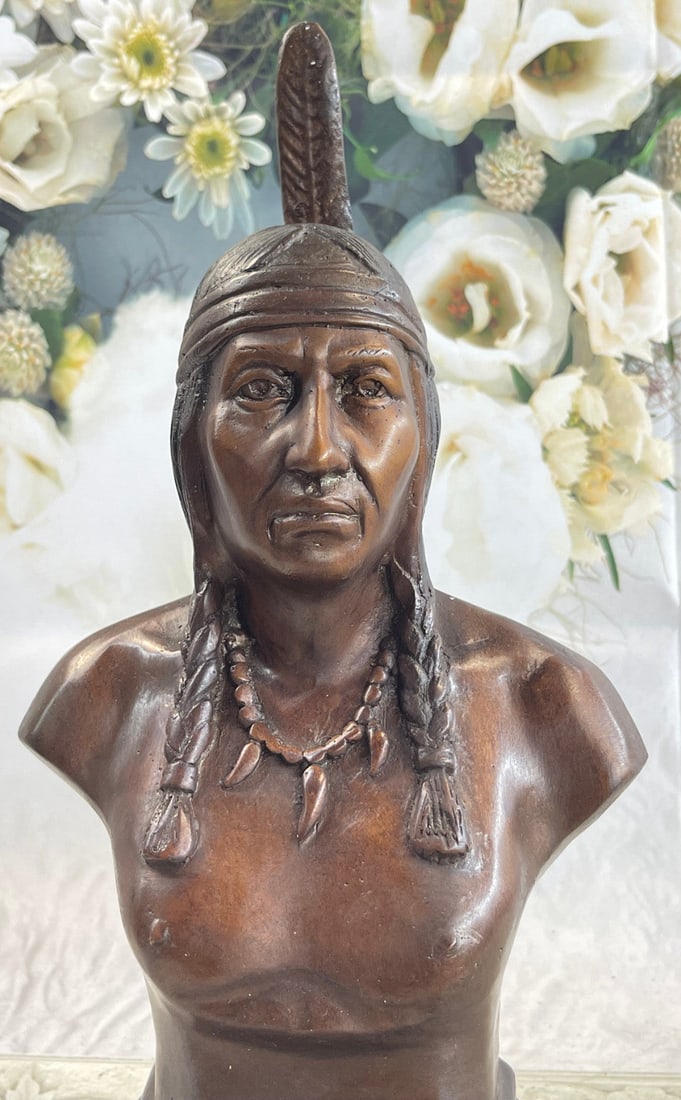 Chief Bust Bronze Sculpture - 8