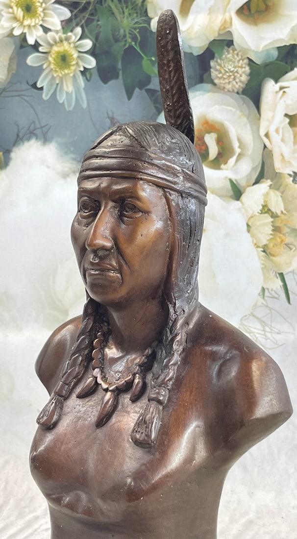 Chief Bust Bronze Sculpture - 9