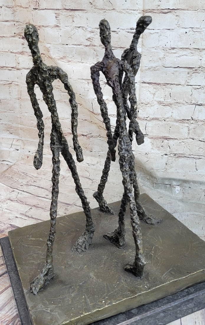Three Walking Man Bronze Sculpture - 9