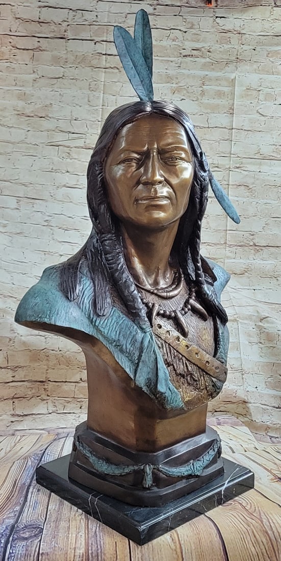 Native Indian Chief Bronze Bust Sculpture: Here is bust of the famous Indian Chief Sitting Bull. Sitting Bull was a Hunkpapa Lakota Sioux holy man who led his people as a war chief during years of resistance to United States government policie