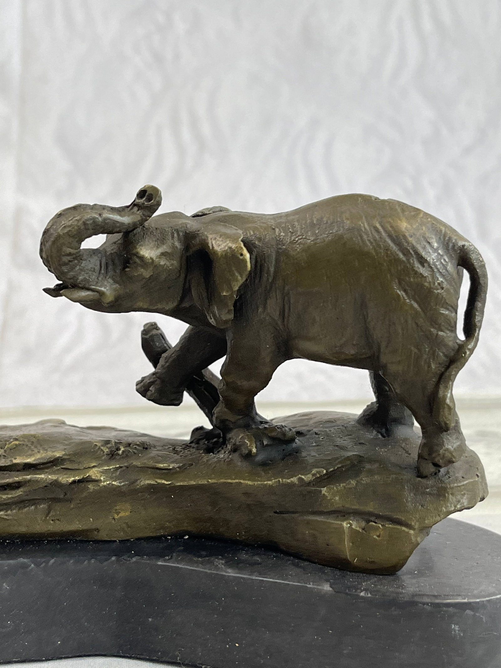 Three Elephants Walking Bronze Statue - 8