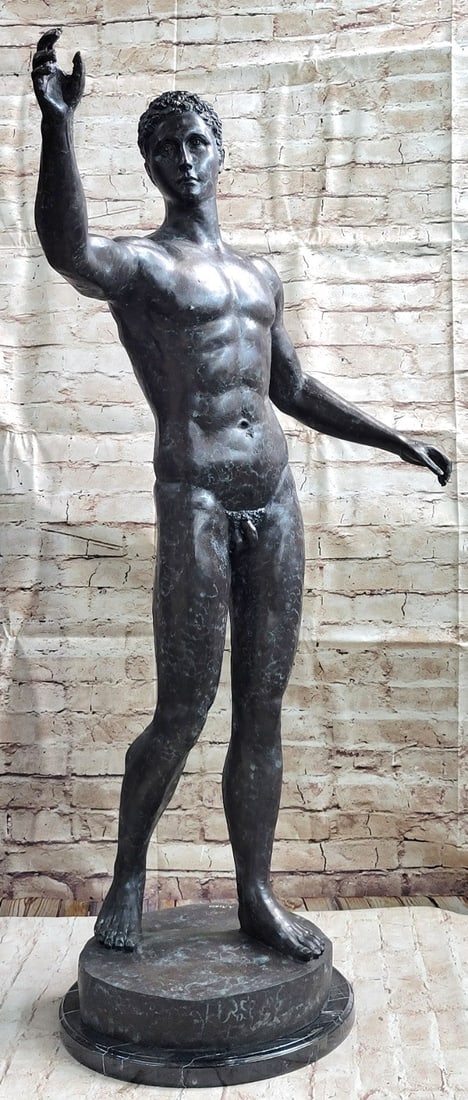 Hot Cast Nude Man Torso Bronze Sculpture: This sculpture of a nude man will go beautifully put in any room of the house or as a gift. She was captured with a Classical flair using the archaic method of lost-wax casting and stained with a brow