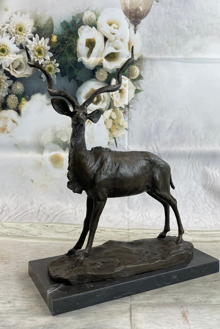 Elk Buck Stag Deer Bronze Sculpture: This Bronze a very good example of the great skill of this sculptor who has made this Bronze with an eye for details and the casting and chiseling. This wonderful Sculpture is a genuine Bronze