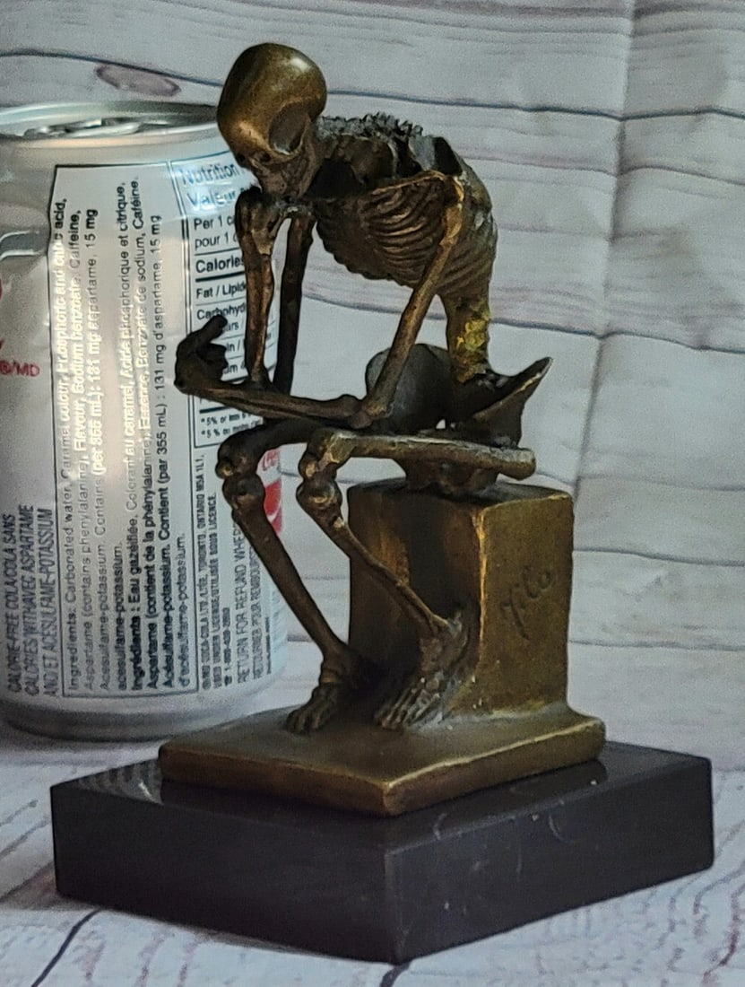 Thinker Skeleton Bronze Sculpture - 2