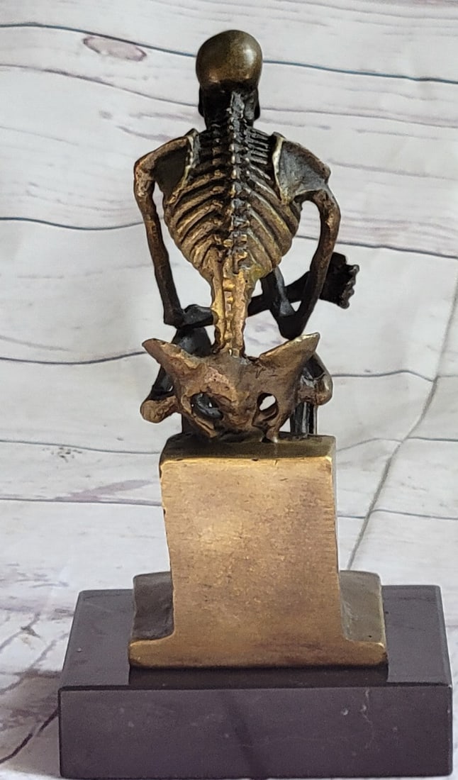 Thinker Skeleton Bronze Sculpture - 5