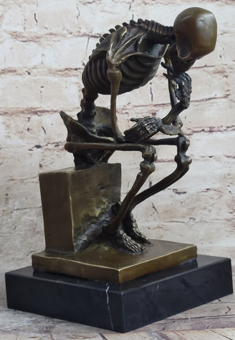 Skeleton thinker Bronze Sculpture - 3