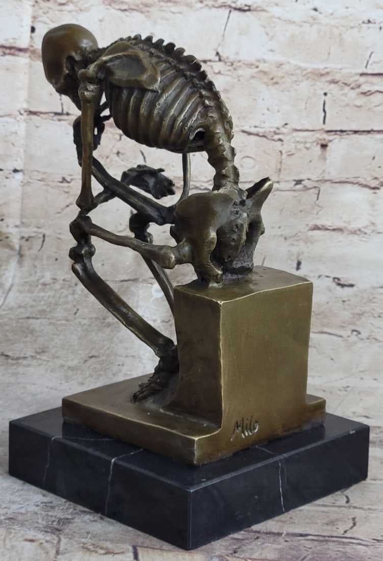 Skeleton thinker Bronze Sculpture - 4
