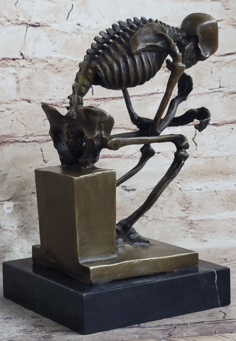 Skeleton thinker Bronze Sculpture - 5