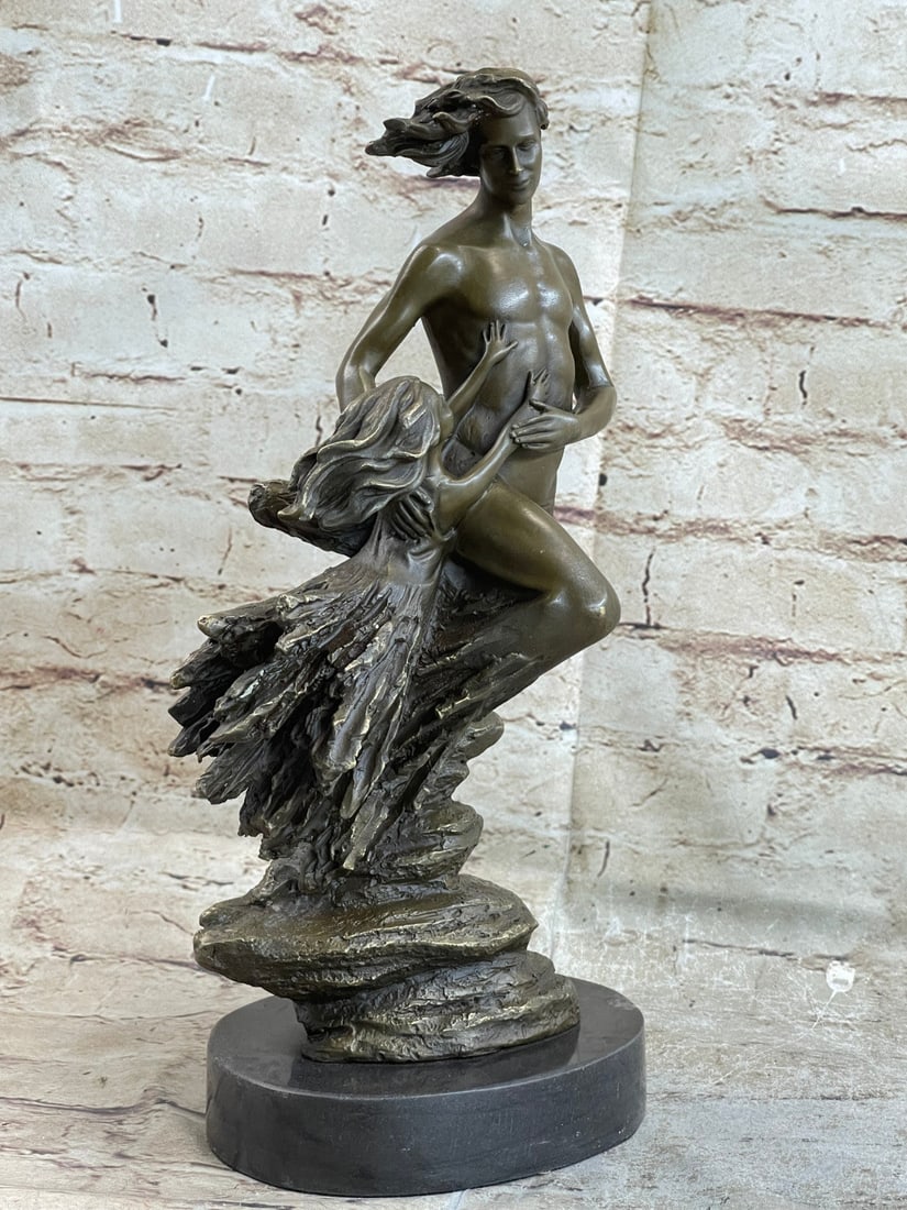 Floating Man with Baby Girl Bronze Statue: Floating Man is a recurring figure sculptured. The Mescaline male figure is a variation of the Striding Nude, holding his baby in the air. While focuses on the subject of emotion and speed, and