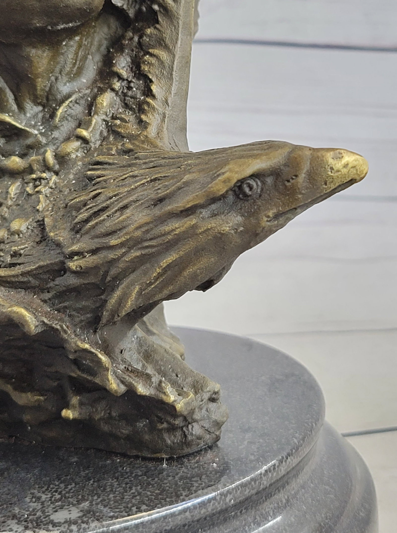 Native American With Eagle Bronze Statue - 9