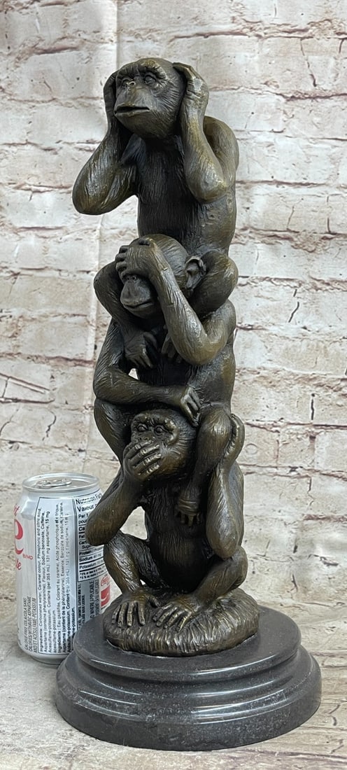 Three Wise Monkey Bronze Sculpture - 2