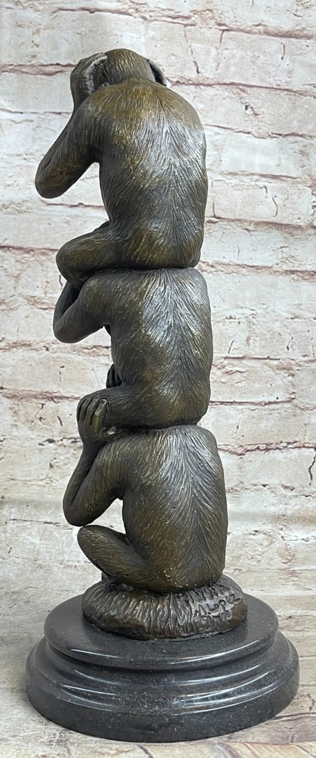 Three Wise Monkey Bronze Sculpture - 5