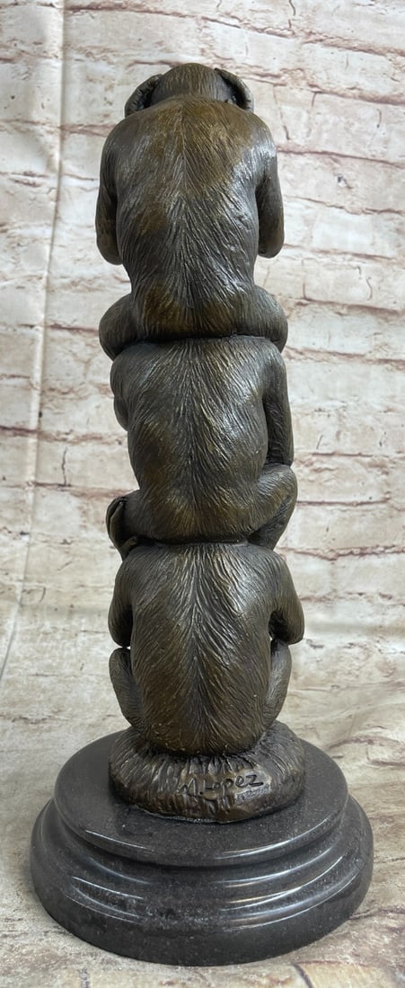 Three Wise Monkey Bronze Sculpture - 6