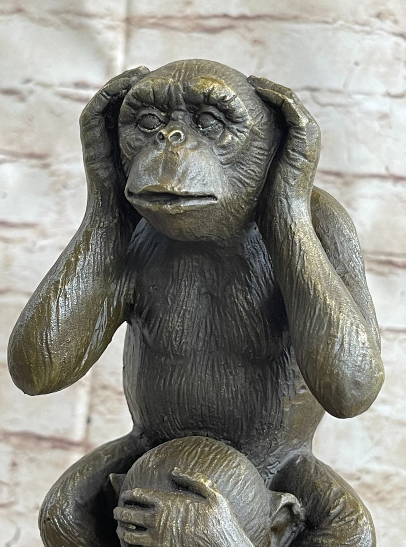 Three Wise Monkey Bronze Sculpture - 7