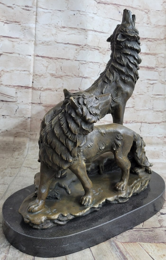 Howling Wolf Bronze Sculpture - 3