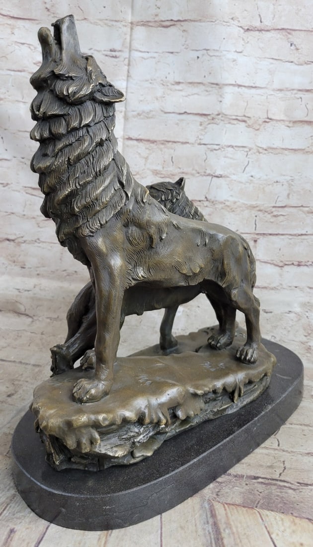 Howling Wolf Bronze Sculpture - 4