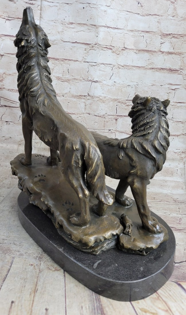 Howling Wolf Bronze Sculpture - 5