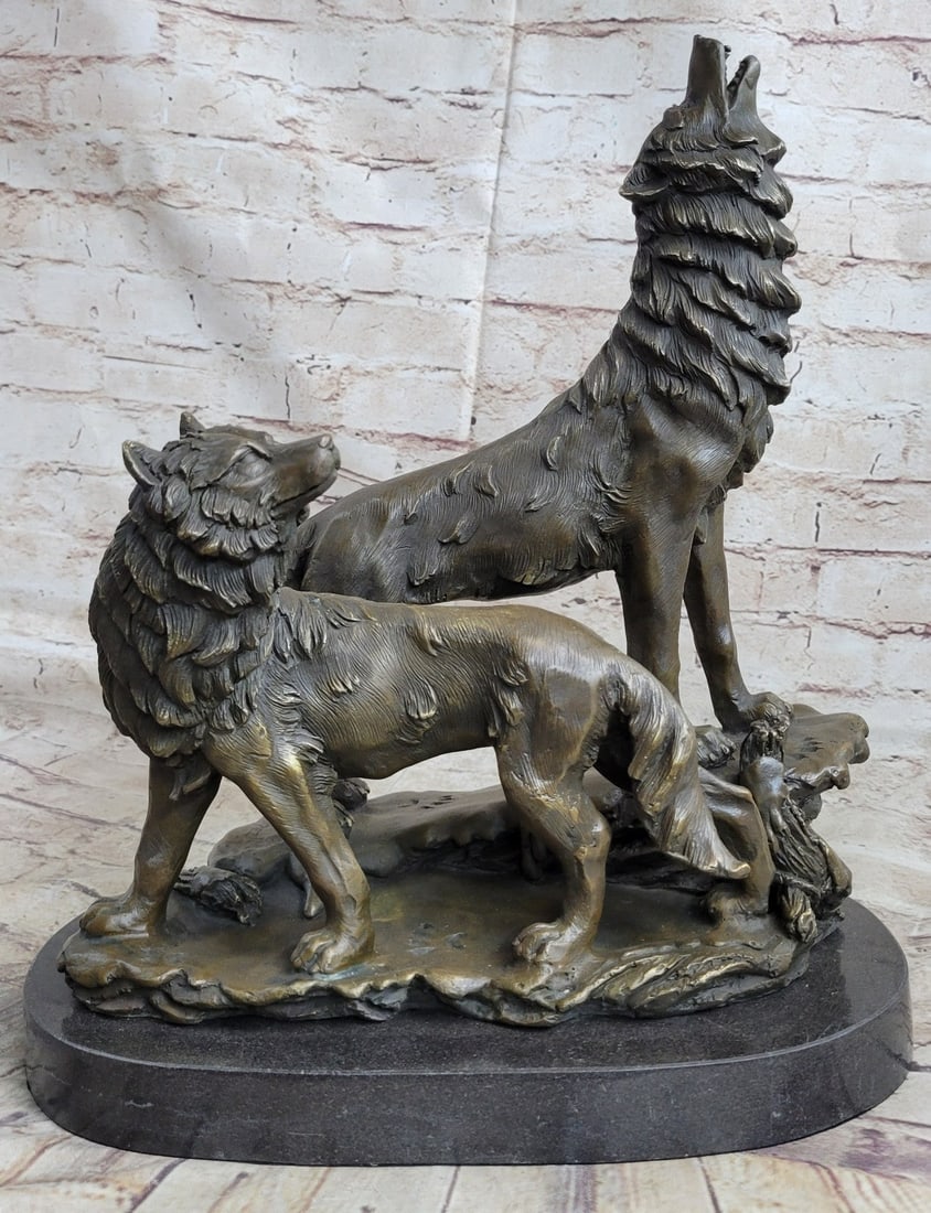 Howling Wolf Bronze Sculpture - 6