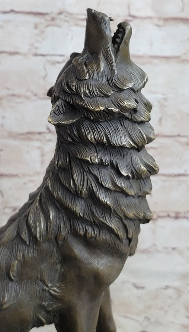 Howling Wolf Bronze Sculpture - 7